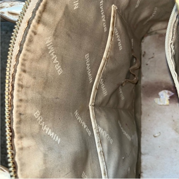 Brahmin Beige and MahoganyDuxberry  Croc-Embossed Satchel - Picture 3 of 8